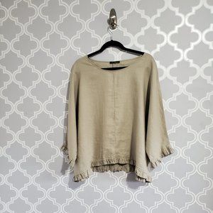 For Cynthia Beige Taupe Linen Blouse